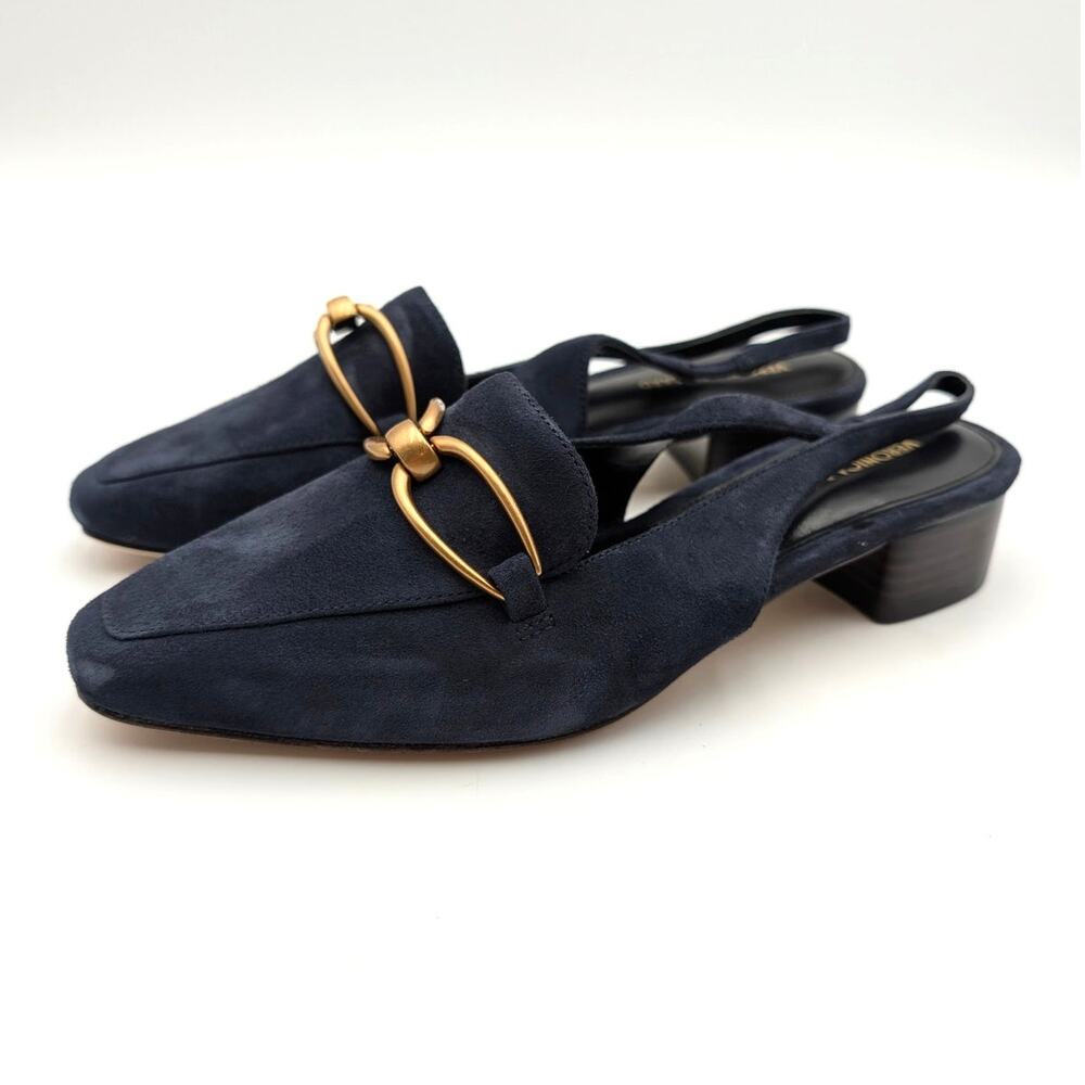 Veronica Beard Casie Slingback Pumps Pointed Toe Women's Navy Size US5.5M EU36.5
